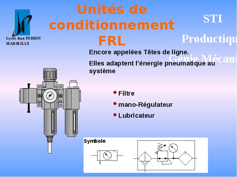Unités de conditionnement FRL Unités de conditionnement FRL