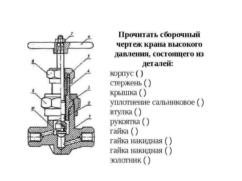 Вентиль спецификация сборочный чертеж