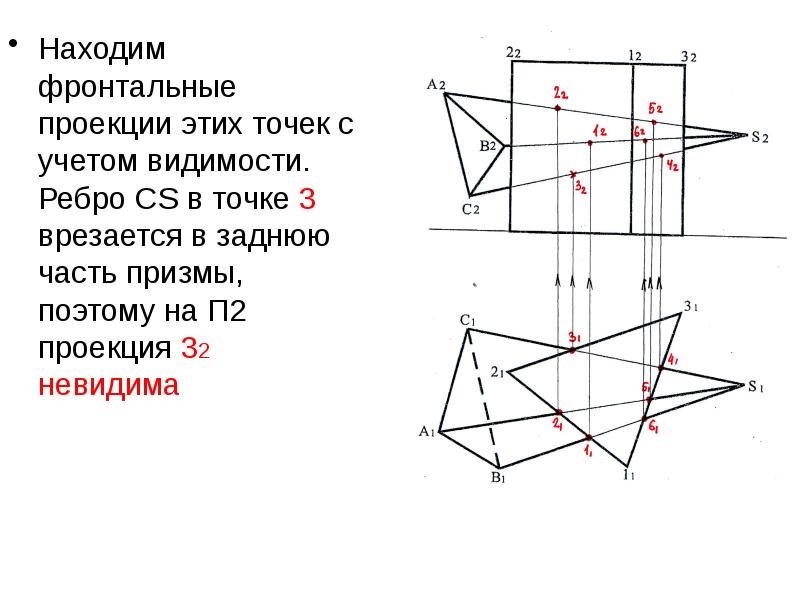 Видимость ребер призмы определена правильно на рисунке