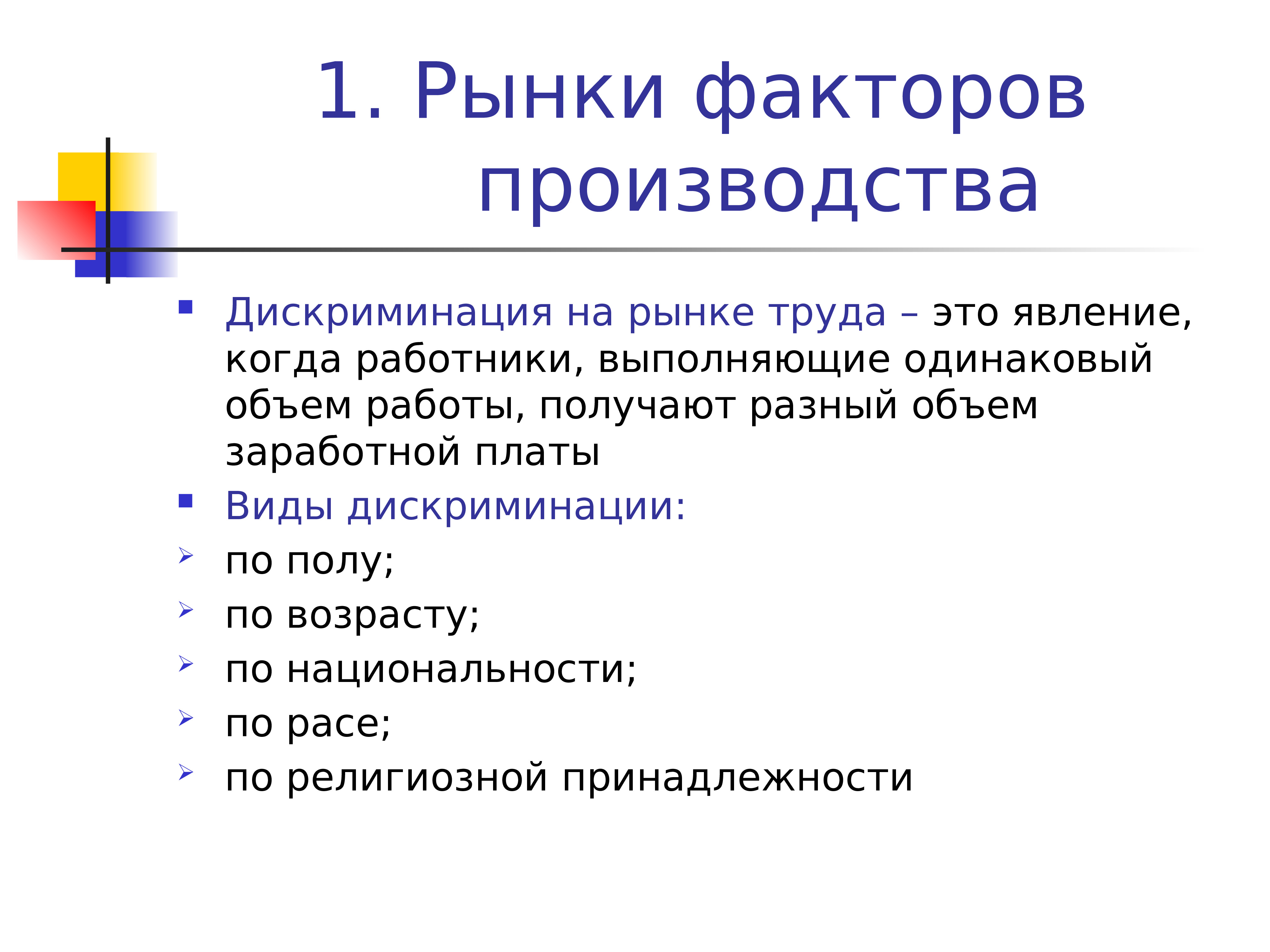 Особенности рынков факторов производства 10 класс презентация экономика