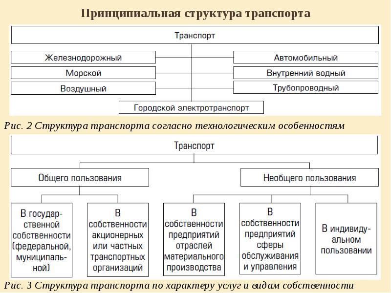 Схема изображающая структуру транспорта