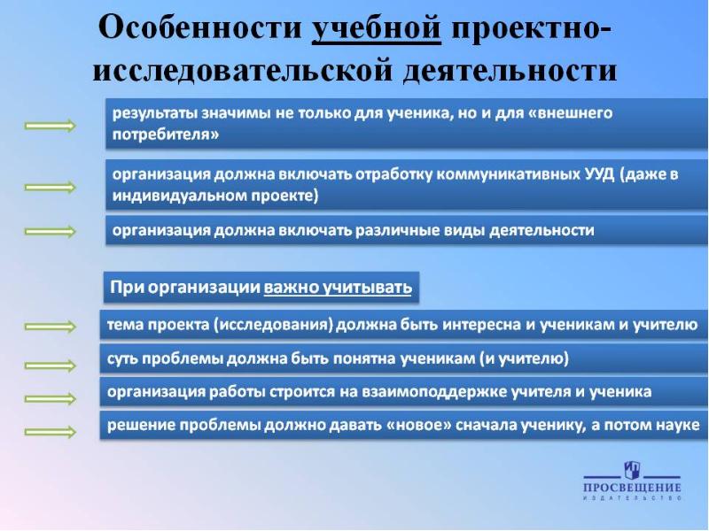 Особенности учебного проекта