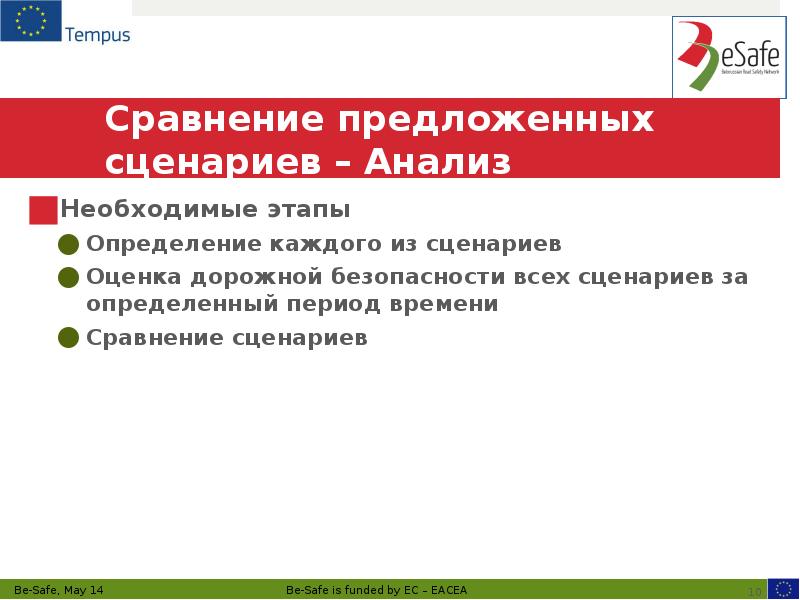 Сравнение предложенных сценариев – Анализ  Необходимые этапы Определение каждого из