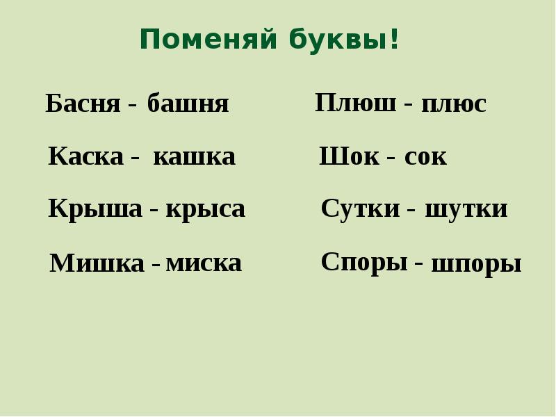 Смена букв. Измени букву. Поменяй буквы. Замени букву ш. Игра поменяй букву.