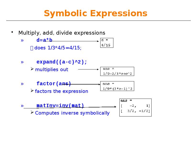 Symbolic Expressions Symbolic Expressions