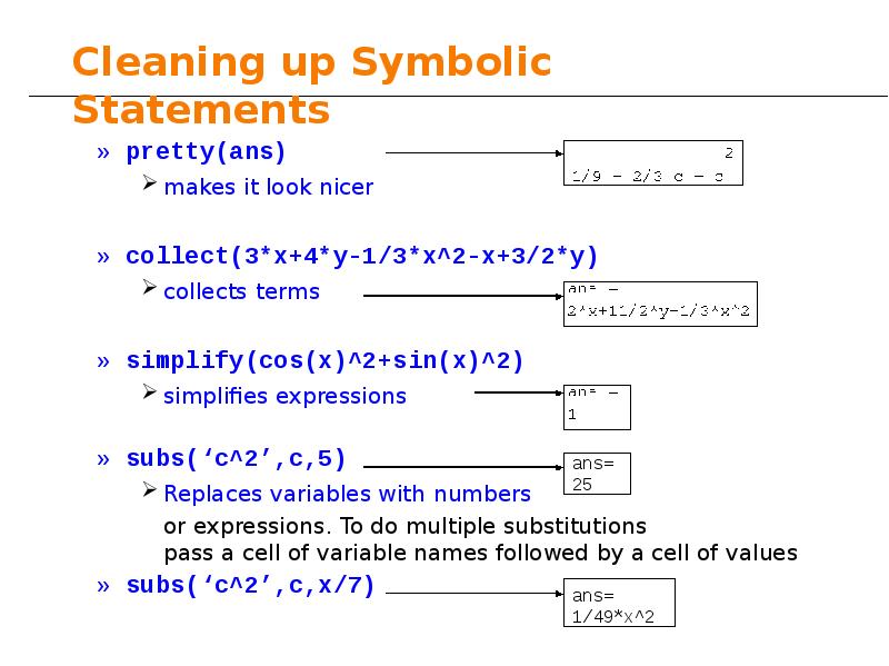 Cleaning up Symbolic Statements Cleaning up Symbolic Statements