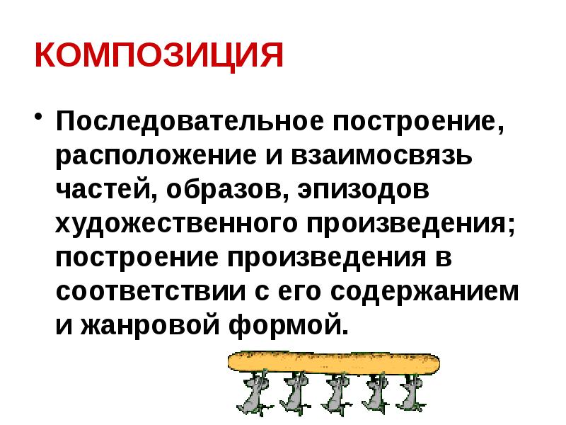 Расположение частей т е построение произведения