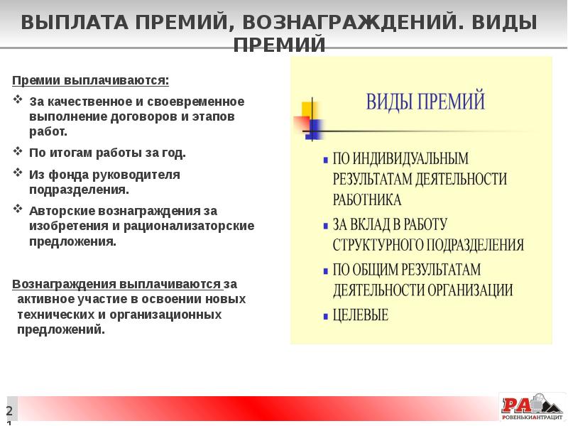 Презентация премия как форма экономического стимулирования