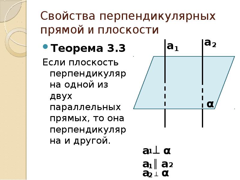 Если одна из двух параллельных перпендикулярна. Свойства перпендикулярных прямой и плоскости. Свойства перпендикулярных прямых и плоскостей. Теорема о двух прямых перпендикулярных одной и той же плоскости. Две прямые перпендикулярные одной и той же плоскости.