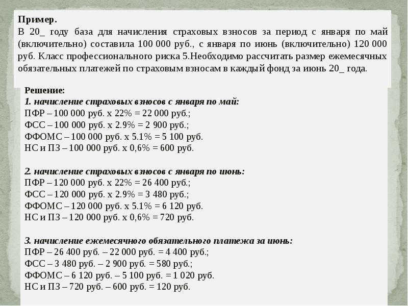 Расчет страховых взносов презентация