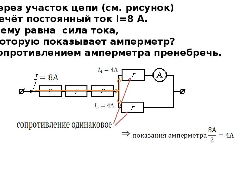 На рисунке показана схема участка электрической цепи по участку ав течет постоянный ток 6а