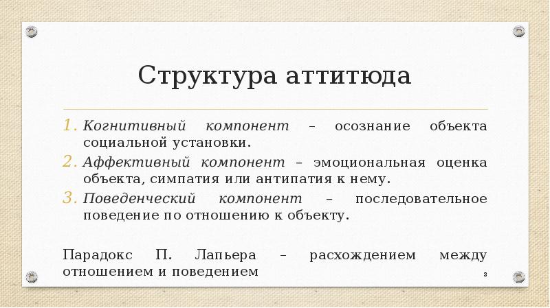 Схема анализа структуры социальной установки по м смиту