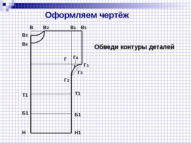 Построение чертежа выкройки изделия