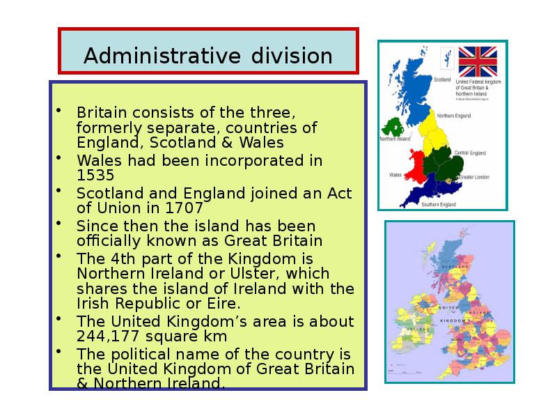 The island of great britain consists