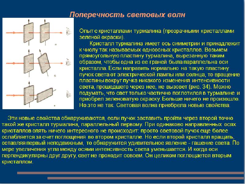 Поперечность световых волн поляризация света презентация 11 класс